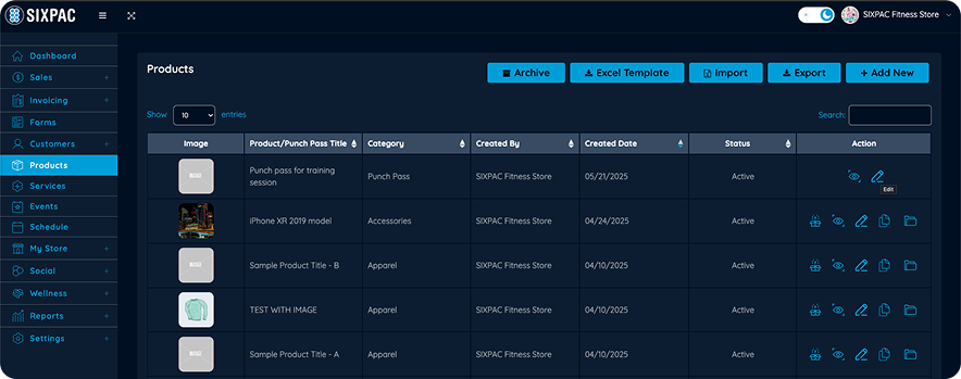 Business dashboard